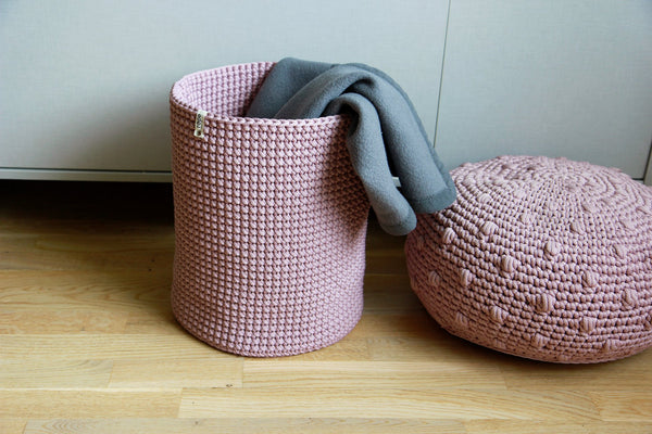 Rope croatched basket - Dusty Pink | Flamingolandia