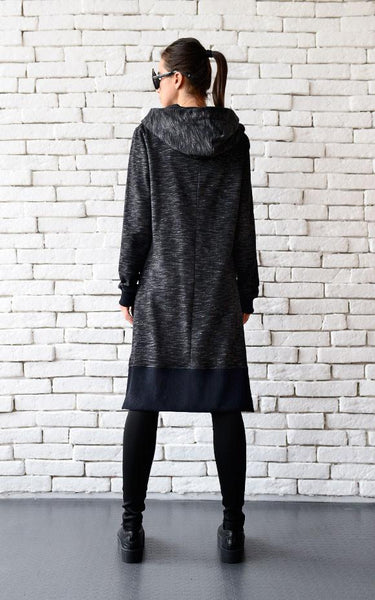 Oversize black warm hoodie  | META series | Flamingolandia