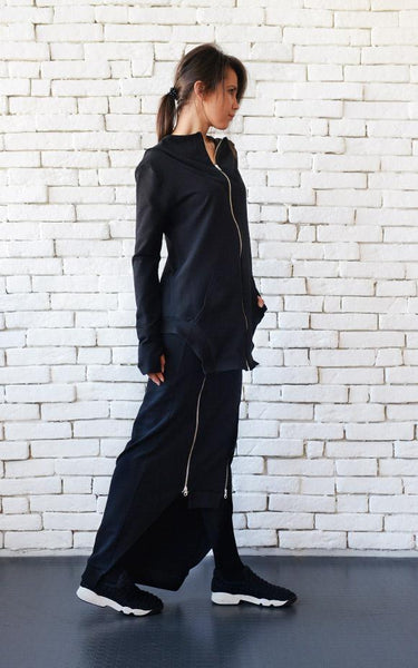 Casual black hooded top | META series | Flamingolandia