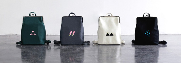Canvas backpack with metal frame clasp  - 3 Triangles | Flamingolandia