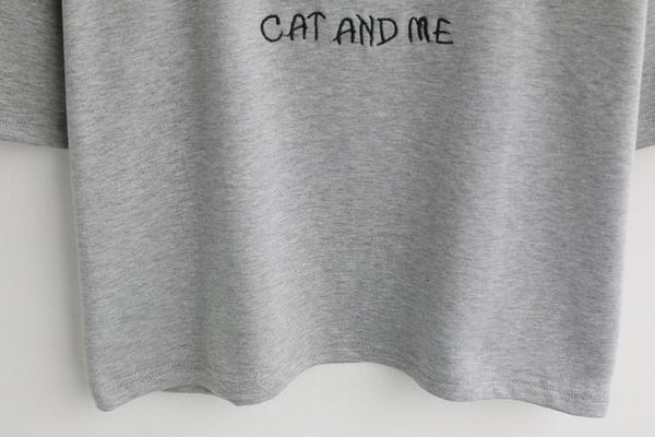Casual loose t-shirt - cat &amp; me | Flamingolandia