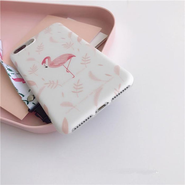 Cute flamingo in the  leaves  soft IMD phone case for iphone - blue | Flamingolandia
