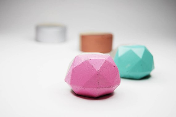 Concrete cabinet knob round diamond shape |  A lot colors to choose | Flamingolandia