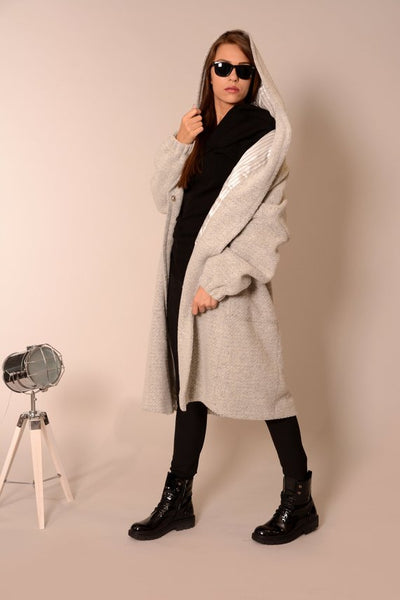 Wool oversized coat cardigan Light grey | Danellys u10e6 | Flamingolandia
