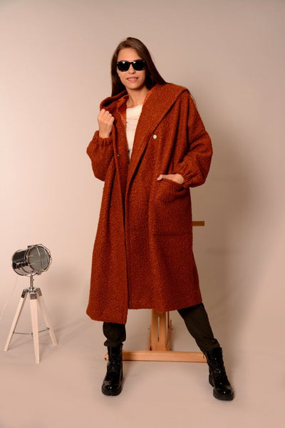 Wool oversized coat cardigan orange | Danellys u10e6 | Flamingolandia