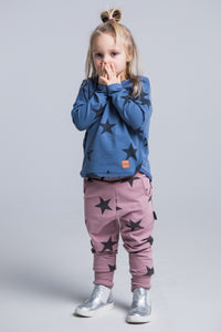 Kids pink cotton pants with pockets - STARS! | Flamingolandia