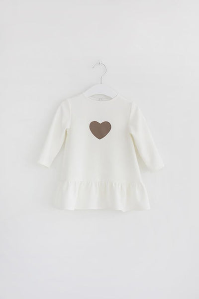 Little heart dress - white warm color | Flamingolandia