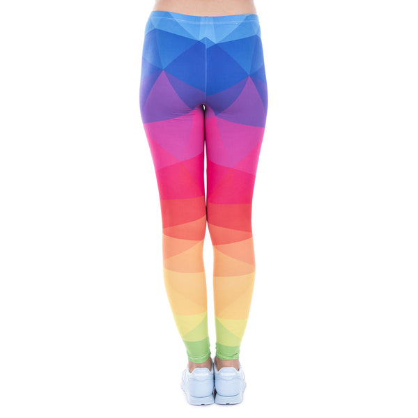 High waist stretchy leggings - Colorful Triangles Rainbow | Flamingolandia