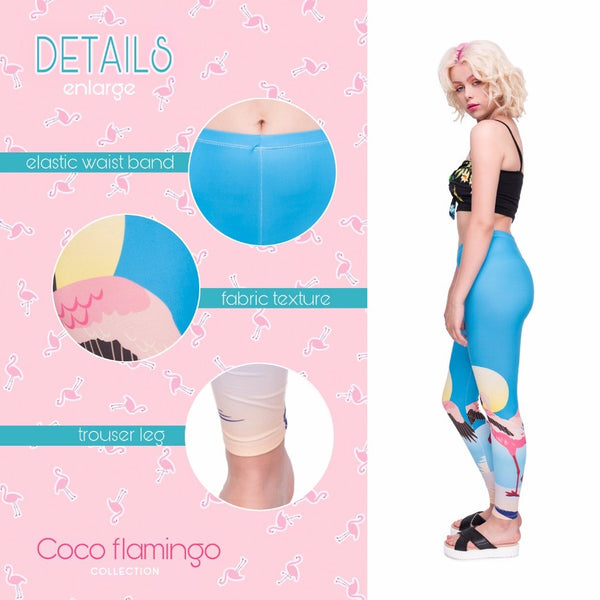 Women leggings - Flamingo in Blue | Flamingolandia