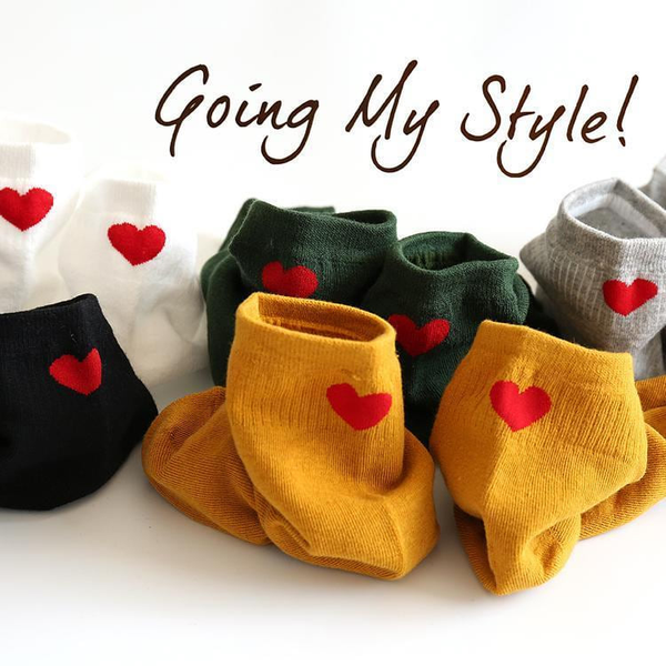 Red Heart Colorful Cotton Socks  - To be Cute in details | Flamingolandia