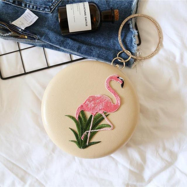 Vintage style round shape PU leather bag - Flamingo evening | 4 colors to choose,Bag | Women fashio shop|  Flamingolandia.online