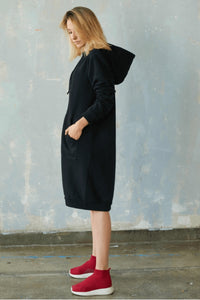 Trendy black hoodie dress | Flamingolandia