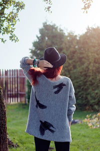 Warm long wool sweater Urban birds | VÉJA,knitted sweater | Women fashio shop|  Flamingolandia.online
