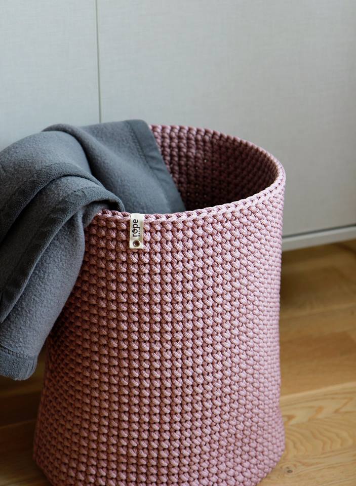 Rope croatched basket - Dusty Pink | Flamingolandia