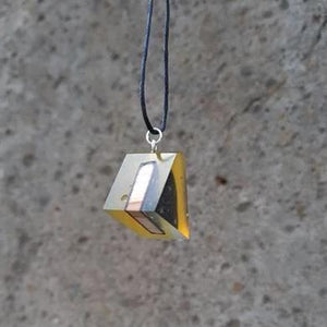 Neck  pendant - Yellow irregular triangle  by  PAKA BINTI | Flamingolandia