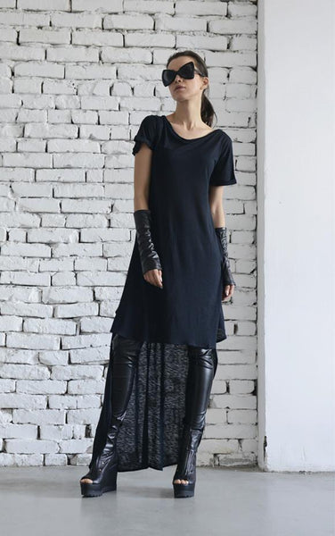 Extravagant asymmetric black tunic | META series,Sweater | Women fashio shop|  Flamingolandia.online