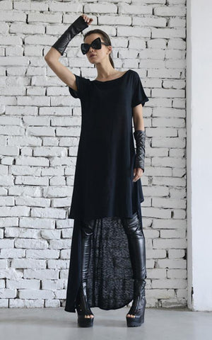 Extravagant asymmetric black tunic | META series,Sweater | Women fashio shop|  Flamingolandia.online
