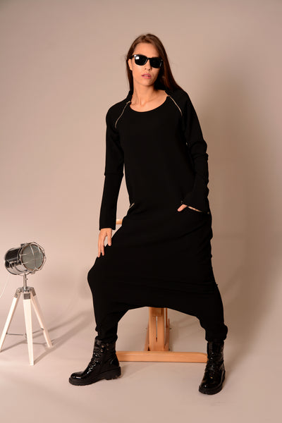 Drop crotch black loose overall | Danellys ღ,jumpsuit | Women fashio shop|  Flamingolandia.online