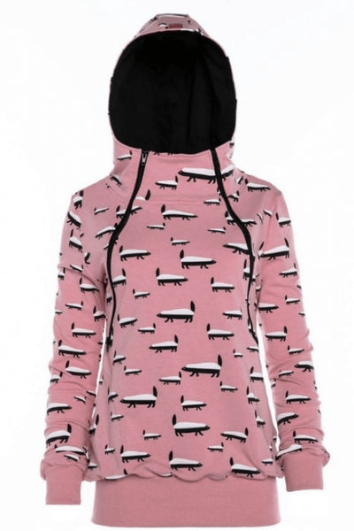Breastfeeding pink cozy hoodie - Badgers attack! | Flamingolandia