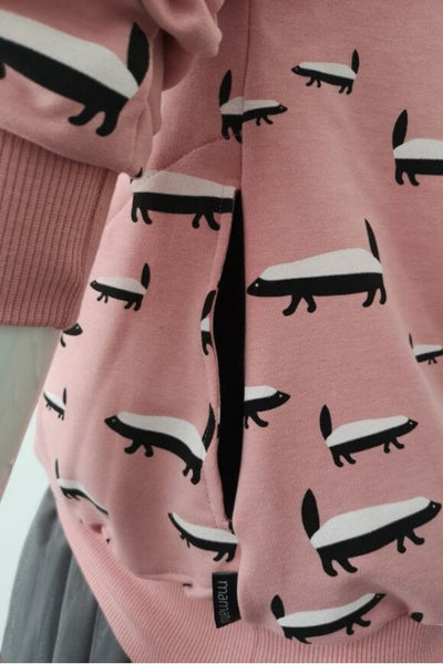 Breastfeeding pink cozy hoodie - Badgers attack! | Flamingolandia