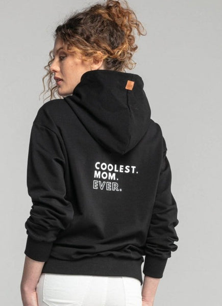 Breastfeeding hoodie COOLEST MOM EVER black | Flamingolandia