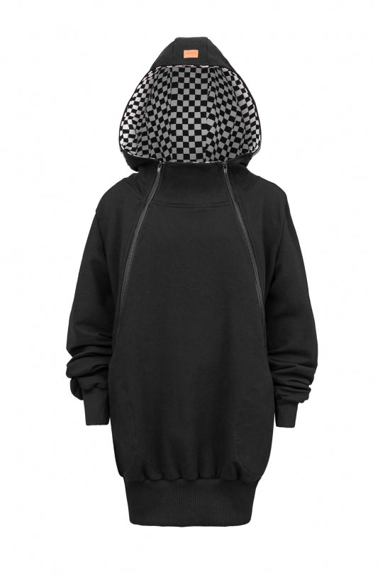 Breastfeeding cozy hoodie - Black checker! | Flamingolandia