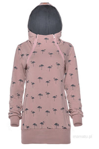 Breastfeeding cozy hoodie - The Flamingo family grey hood limited edtion! | Flamingolandia