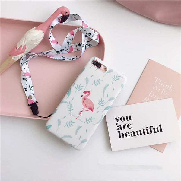 Cute flamingo in the  leaves  soft IMD phone case for iphone - blue | Flamingolandia