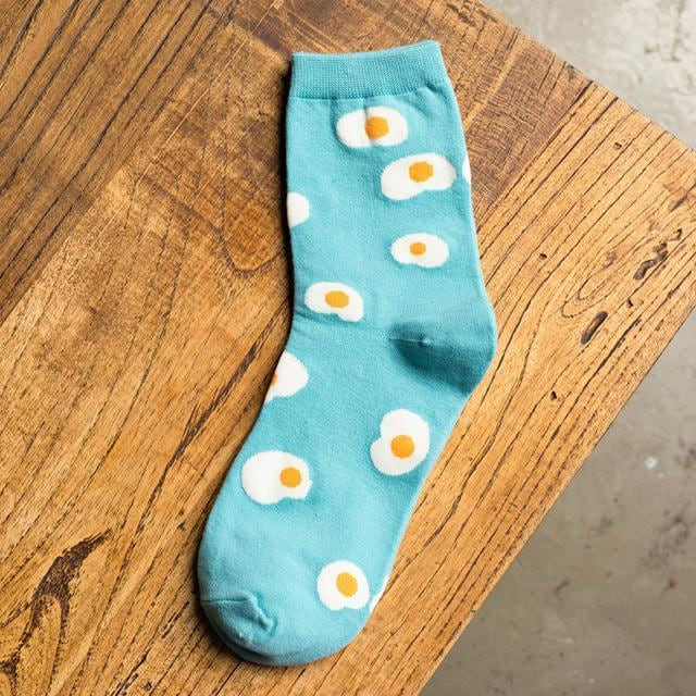 Funny casual sea blue socks with boiled eggs!,Socks | Women fashio shop|  Flamingolandia.online