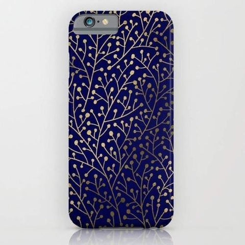 Gold Berry Branches on Navy Mobile Cover,Tech Accessories | Women fashio shop|  Flamingolandia.online