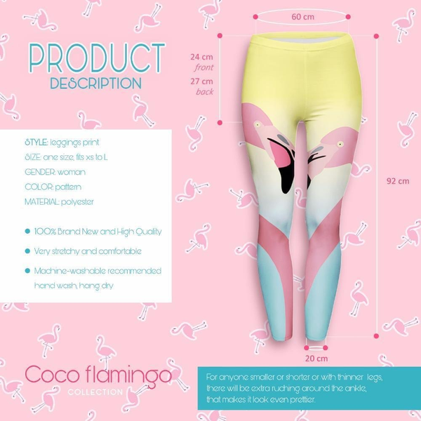 High waist Flamingo love leggings in light colors | Flamingolandia