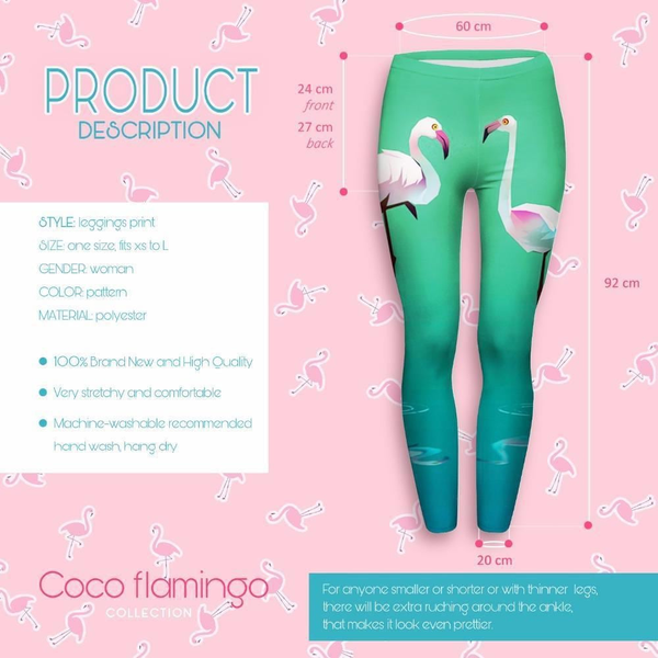 High Waist Woman Stretchy Leggings - Lonely flaminogs go blue | Flamingolandia