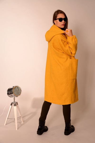 Wool oversized coat cardigan yellow | Danellys u10e6 | Flamingolandia