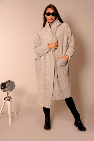 Wool oversized coat cardigan Light grey | Danellys u10e6 | Flamingolandia