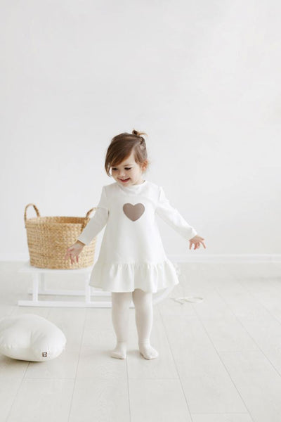 Little heart dress - white warm color | Flamingolandia