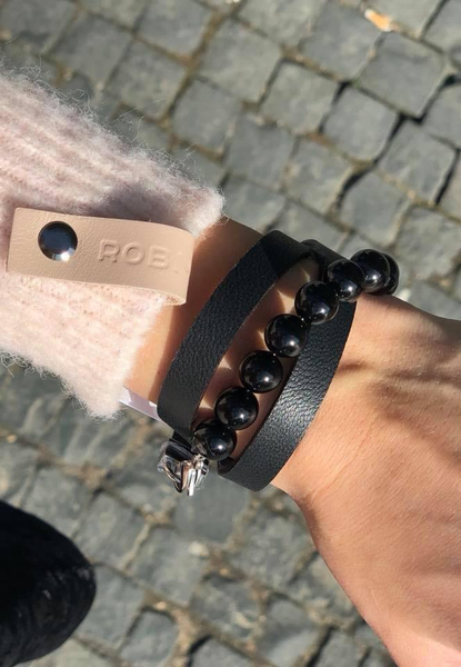 Natural leather bracelet -   &quot;CM Secret - Absolut Black&quot; Coco Maroco | Flamingolandia