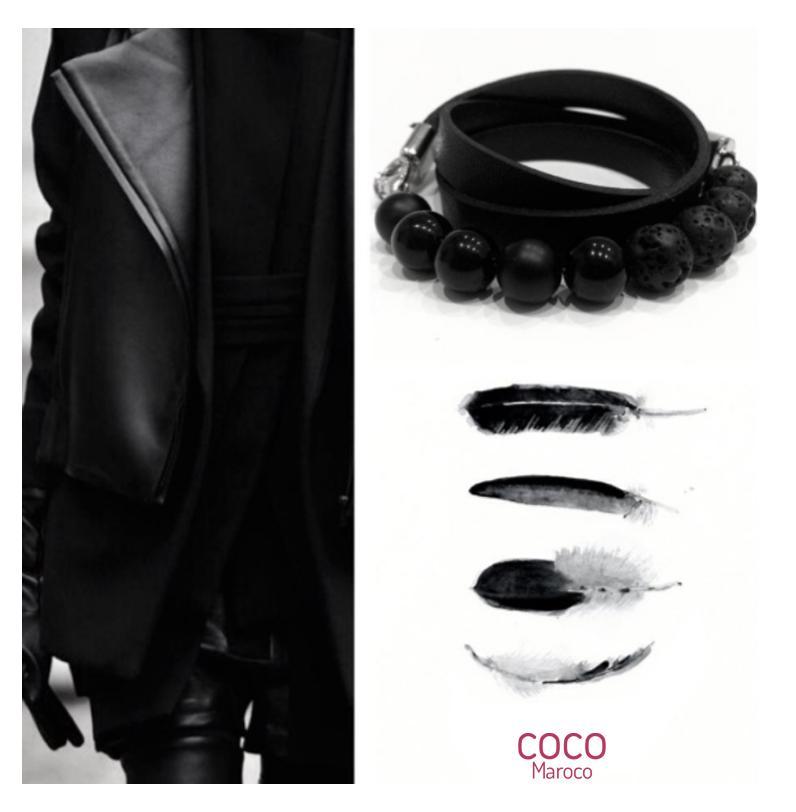 Natural leather bracelet -   &quot;CM Secret - Absolut Black&quot; Coco Maroco | Flamingolandia