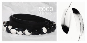 Natural leather bracelet -    &quot;CM secret. Black - White&quot; Coco Maroco | Flamingolandia