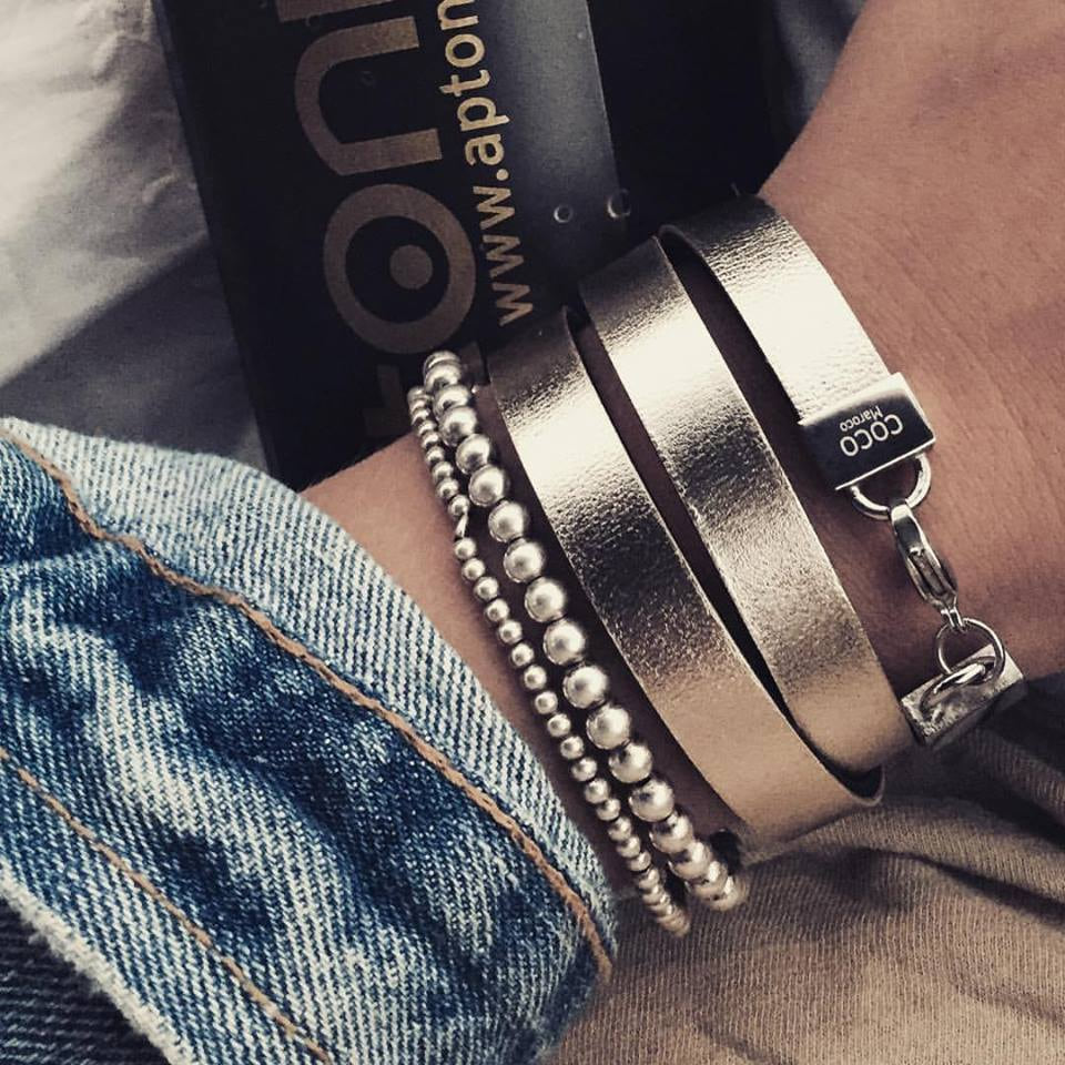 Natural leather bracelet -    &quot;CM secret. Simply gold&quot; Coco Maroco | Flamingolandia