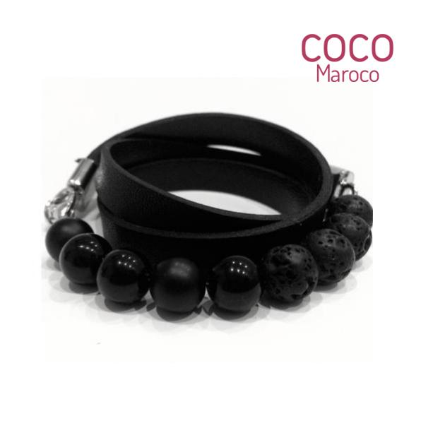 Natural leather bracelet MEN-   &quot;CM Secret - Absolut Black&quot; Coco Maroco | Flamingolandia