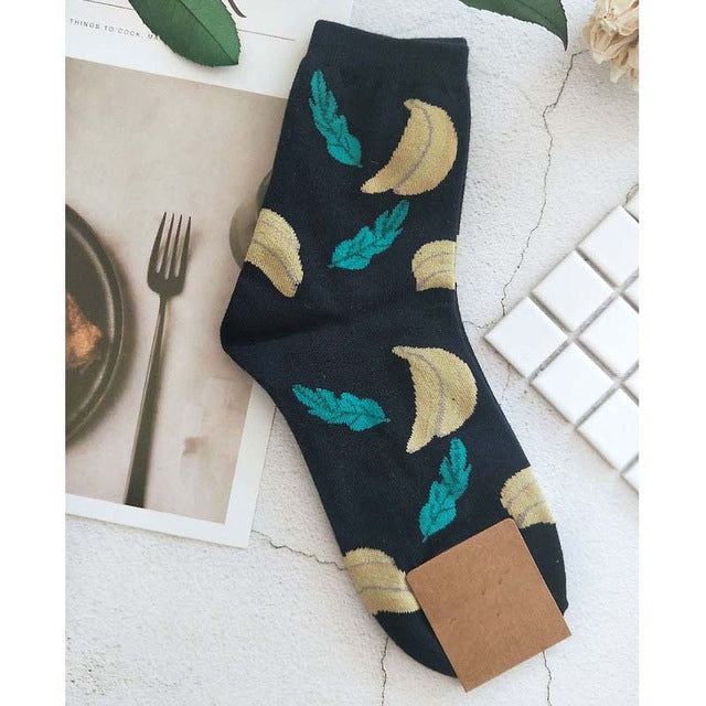 High-quality cotton socks - Banana leaves | Flamingolandia