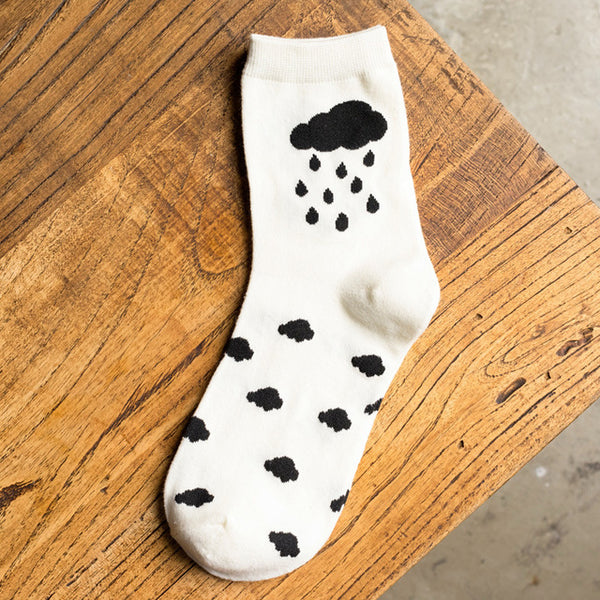 High-quality women white ancle socks - Rainy | Flamingolandia