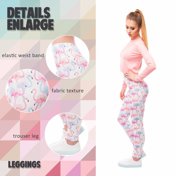 High waist workout Leggings - Flamingoes | Flamingolandia