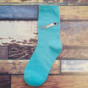 Sea blue socks with a nude muse | Flamingolandia