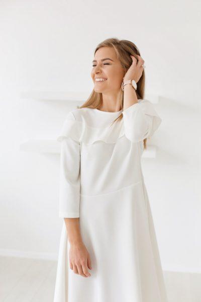 Spring-Fall dress - White warm color | Flamingolandia
