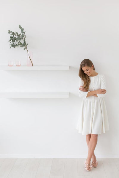 Water drop dress - warm white color,dress | Women fashio shop|  Flamingolandia.online