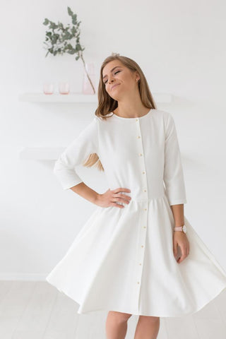 Water drop dress - warm white color,dress | Women fashio shop|  Flamingolandia.online