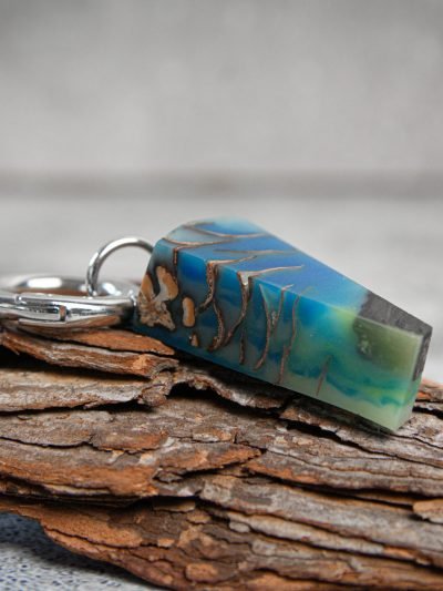 Keychain | pine cone blue