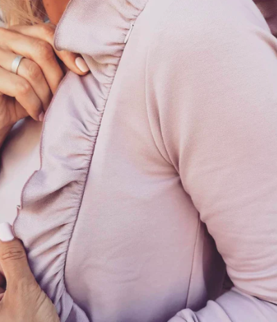 Breastfeeding long sleeve blouse with flounce PINK