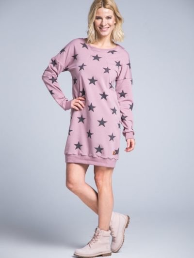 Breastfeeding open back pink dress - STARS!